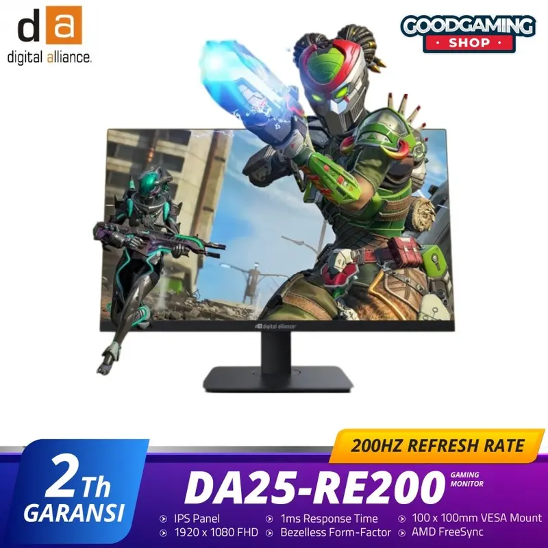 Monitor LED Digital Alliance 24.5" 200Hz IPS FHD 99% SRGB 1ms Adaptive Sync HDMI Vesa Mount DA25-RE200 DA25RE200 0