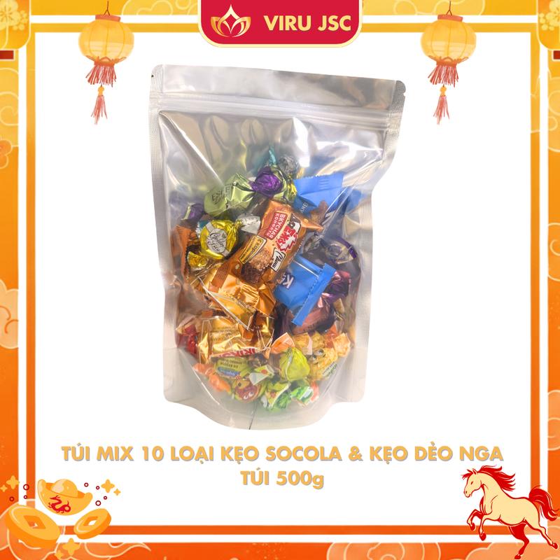 Việt Nga - Túi Mix 10 Loại 500g Kẹo Socola & Kẹo Dẻo Trái cây Nhập Khẩu Nga - Ăn Vặt Snack Chocolate Food Sô Cô La