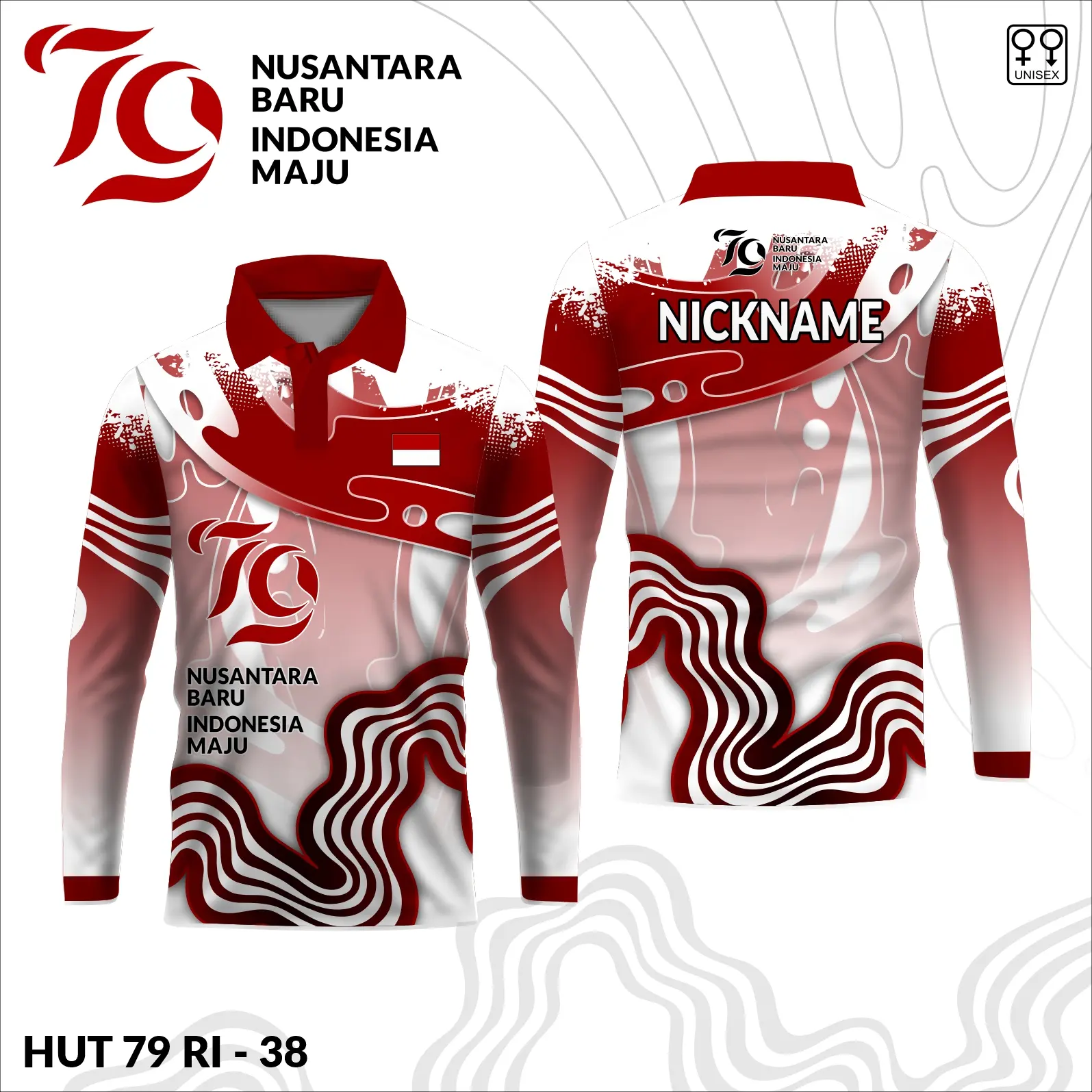 Polo shirt hut RI ke 79 2024 kaos baju dirgahayu kemerdekaan indonesia lengan panjang