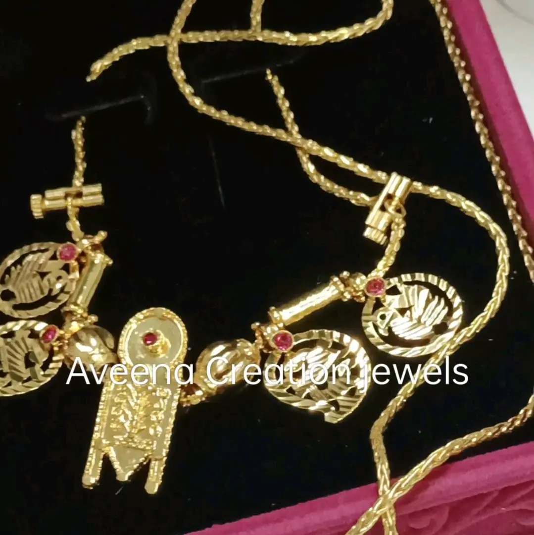 Thennai Maram Thali set With Slim Saradu chain with screw 32 inch  Full set with Items. premium quality Set Daily Wear Type.