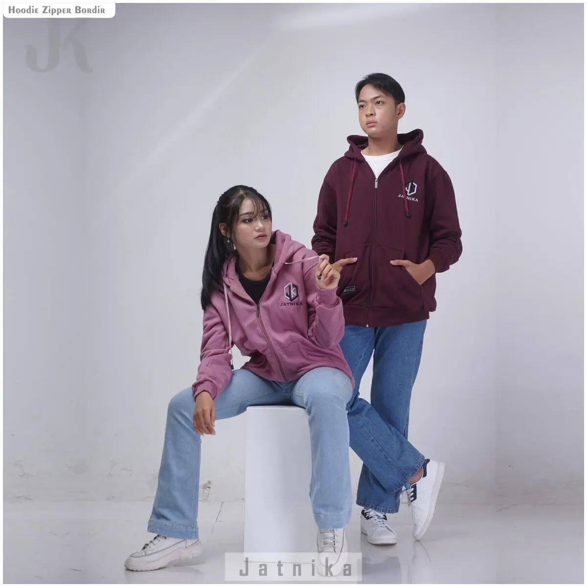 JATNIKA SWEATER HOODIE ZIPPER RESLETING BAHAN FLECEE TEBAL UNISEX PRIA DAN WANITA M L XL XXL Fleece Nyaman Simple Distro Oversize Basic