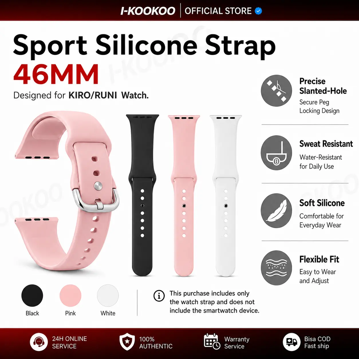 Smartwatch Single Silicone Sport Band Strap for kiro Runi Watch S11 Pro