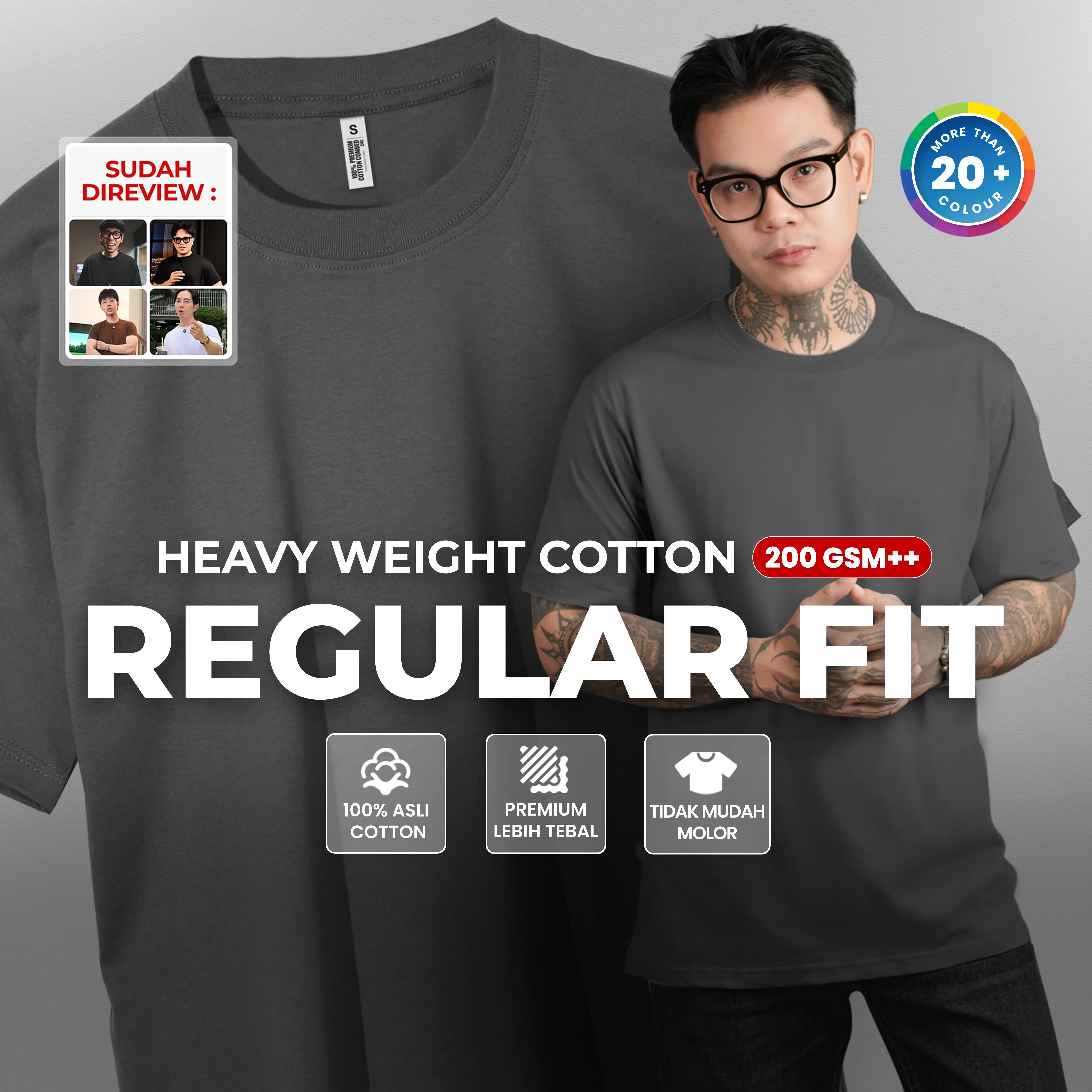 MYBASIC Reguler T-Shirt Heavy Weight Cotton 200 GSM ++