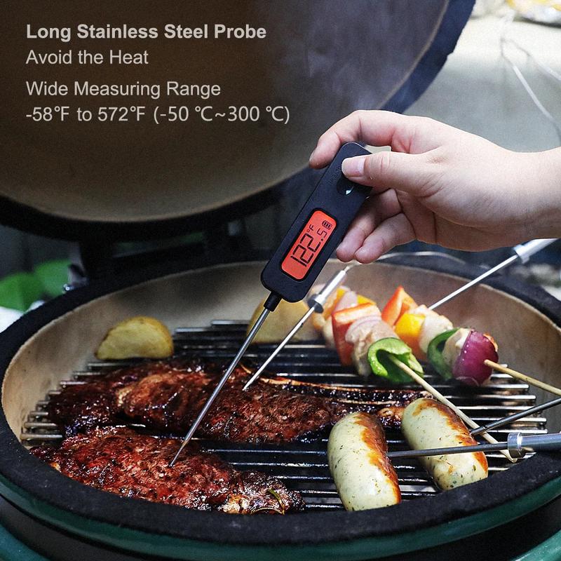 Product Introduction of Meat Thermometer Digital Instant Read LCD Screen Roasting Kitchen Thermometer for Food Meat Grill Milk with Magnetic Back 6