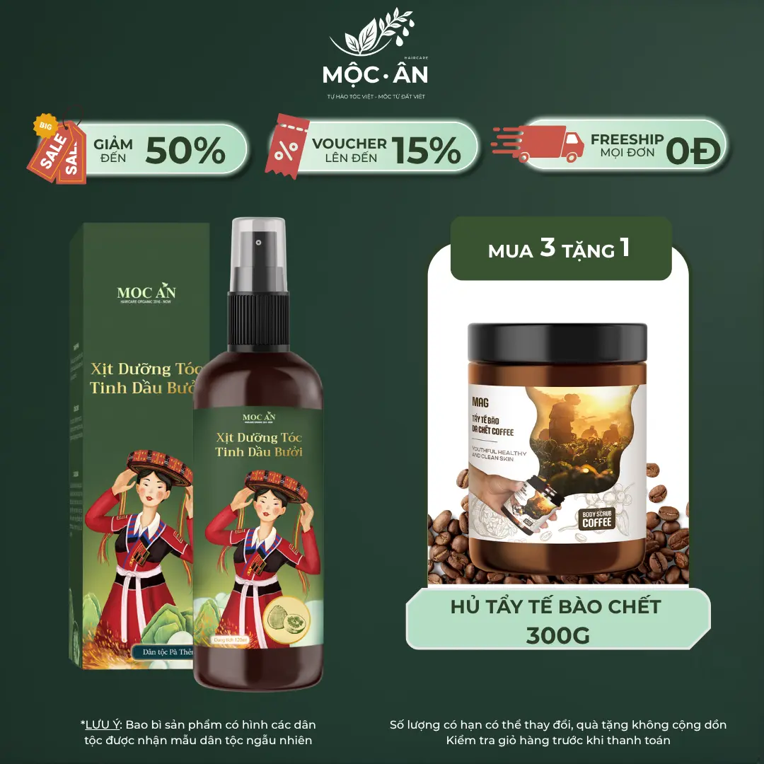 Xịt Tinh Dầu Vỏ Bưởi Da Xanh Mộc Ân Haircare 120Ml Hỗ Trợ Giảm Rụng, Mọc Tóc Chăm Sóc Tóc