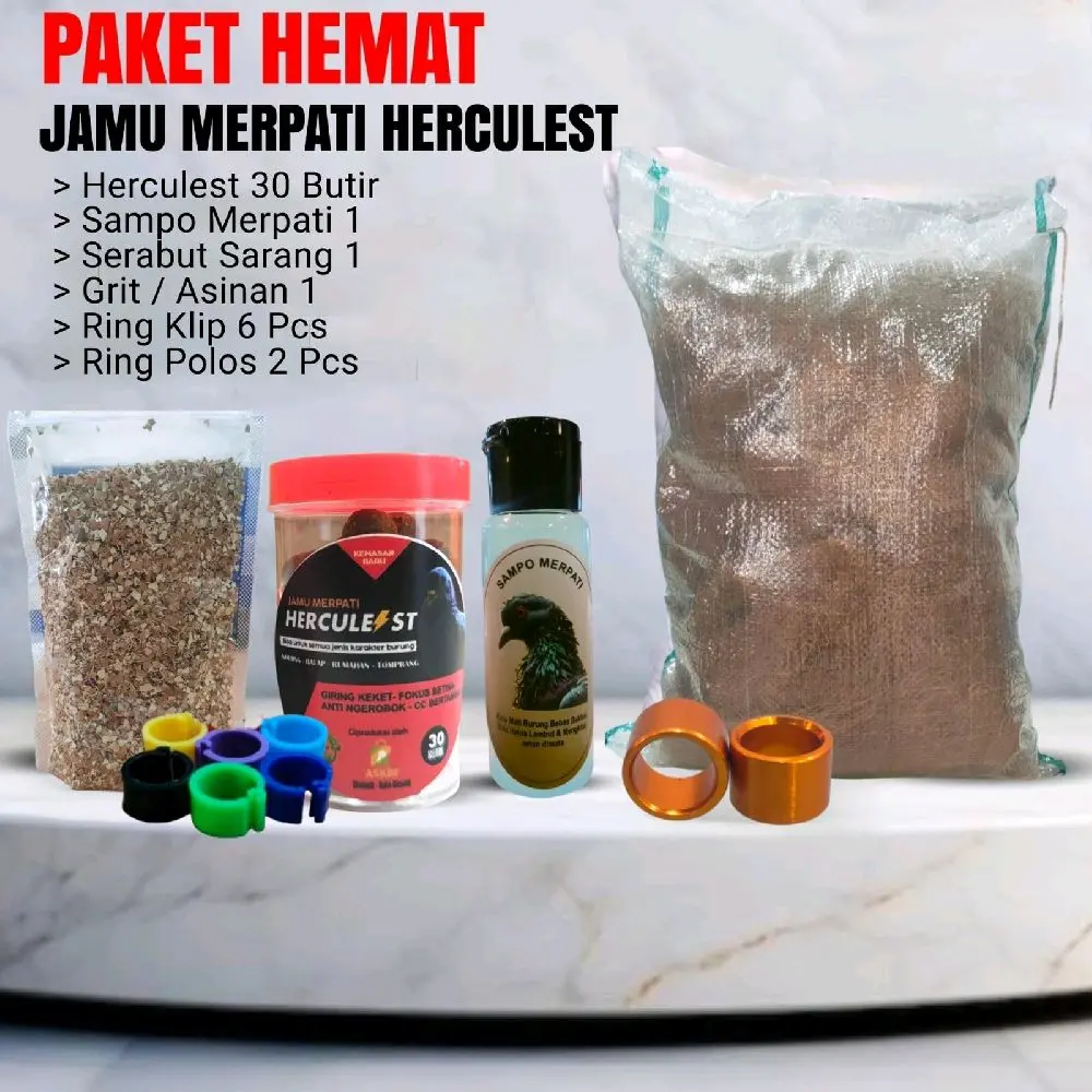 JAMU MERPATI HERCULES DAPAT 12 ITEM. SERABUT GRIT JAMU SHAMPO RING