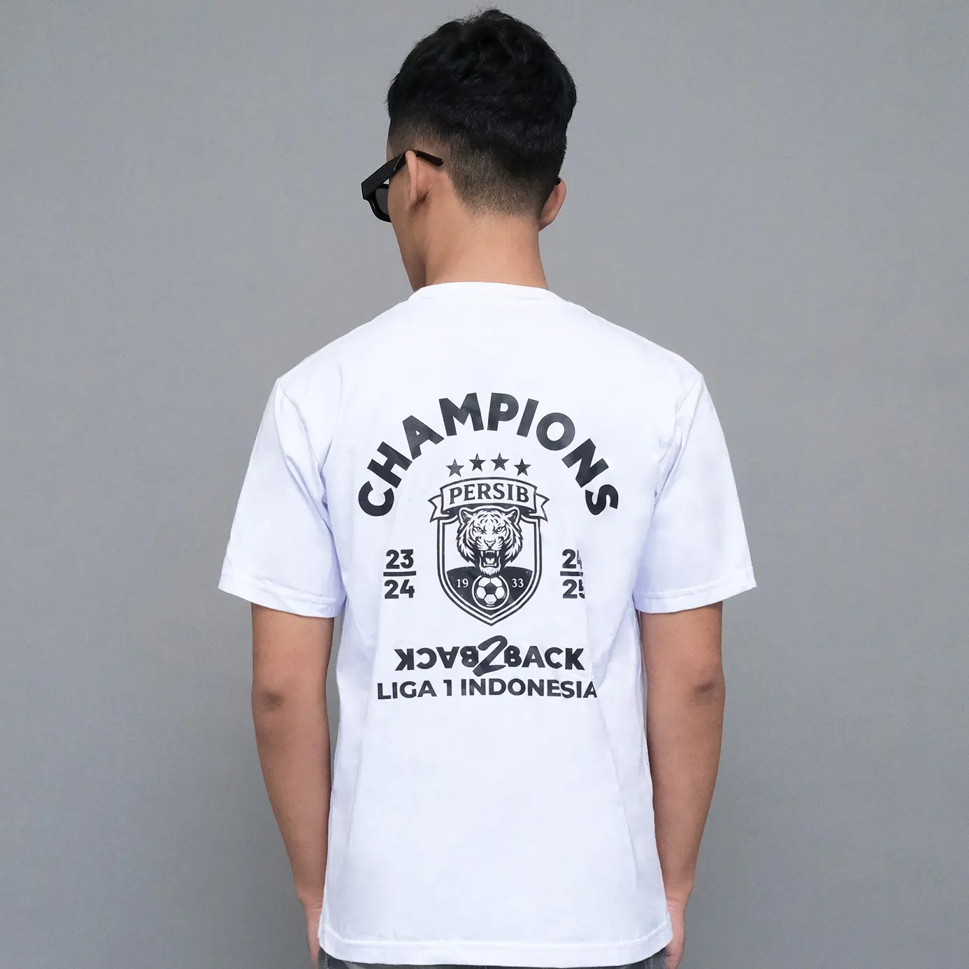 Fanatica Sport - Kaos Persib Champions Back 2 Back - Kaos Bola - T-Shirt Combed 24s Unisex Pria