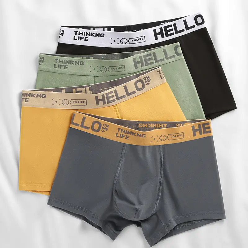 4 Pack Men's Panties, Men's Breathable Boxer Boxer Shorts, Men's Bottoms, Athletic Loose Panties