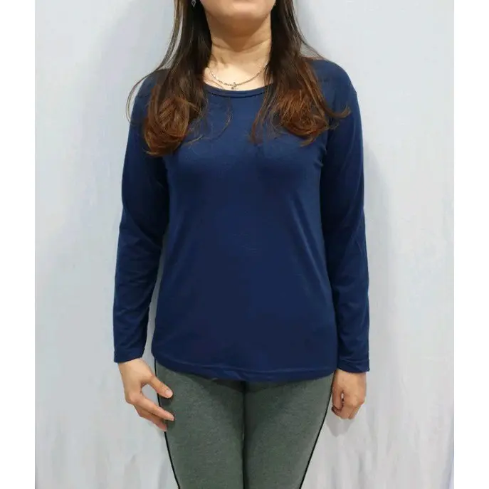 Manset Kaos Premium Wanita - Inner Lengan Panjang Baju Muslimah Krah Pendek Kaos Leher Pendek Atasan Basic Casual Dewasa Nyaman Spandex Oblong Tebal Dalaman 4