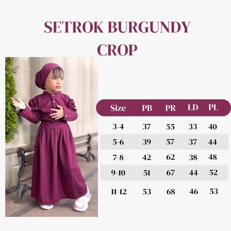 One Set Rok knit anak perempuan model baju crop untuk lebaran usia 3 sampai 12 tahun Muslim Nyaman Setelan Atasan 7