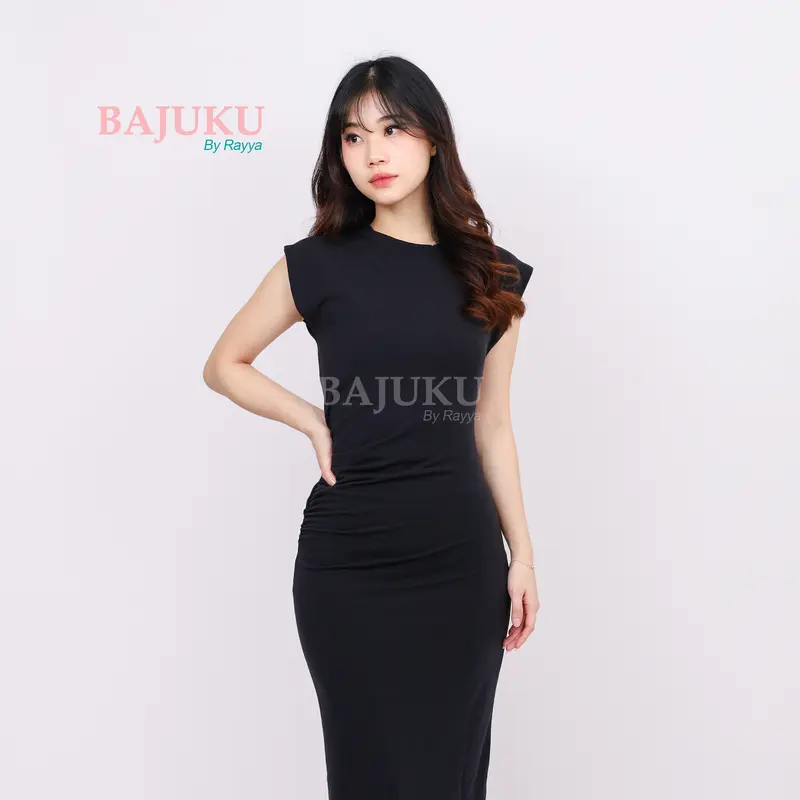 Dress Bodycon Azalea - Vista Terry Spandex - Anti Melar - Midi Dress Wanita - Simple Nyaman Fit 4