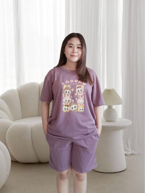 Setelan Baju Vistterry  labubu / One Set Kaos  & Hot Pant WANITA KEKINIAN Model / Stelan  Kaos Celana Pendek Wanita Terbaru bahan adem 3