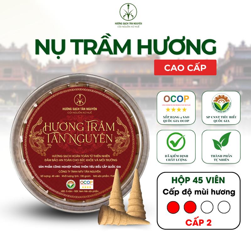Nụ Trầm Hương Cao Cấp Tân Nguyên, Nụ Trầm Cấp 2, Hộp 45 Viên, Trầm Sạch Nguyên Chất, Sản Phẩm OCOP 4 Sao - Thơm Dịu Nhẹ, Thư Giãn, Xông Phòng, Thờ Cúng, Thiền Định, Khử Mùi, Thanh Lọc Không Khí, Dầu Thơm Phòng