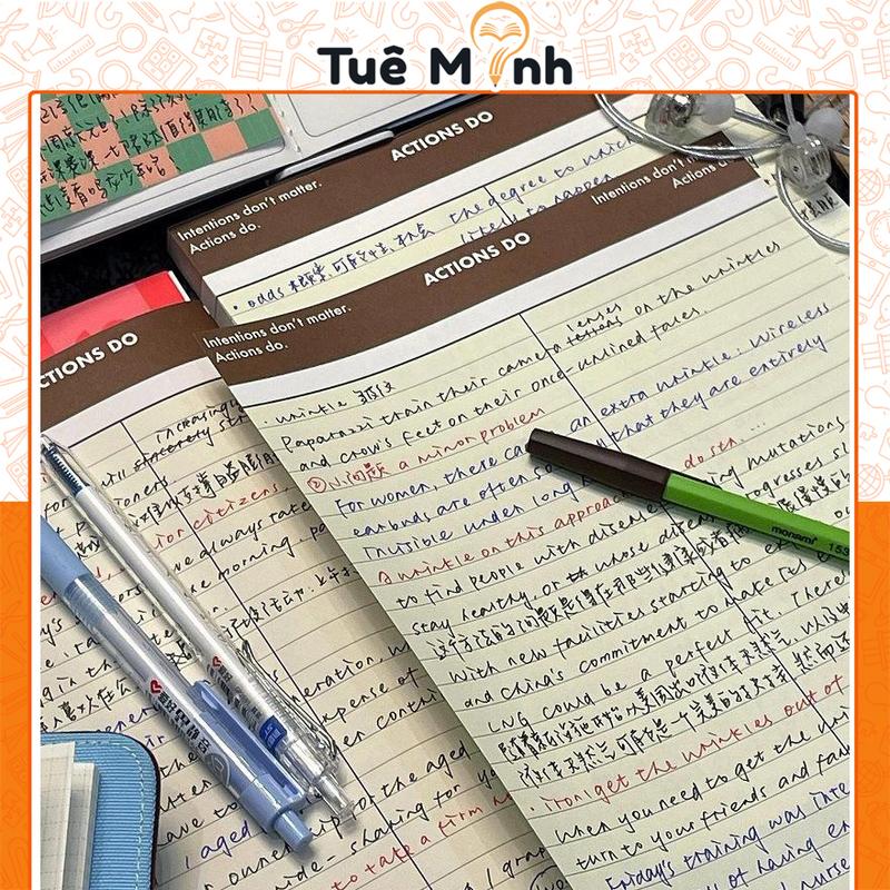  Tập 30 tờ B5 2 cột viết công thức ghi chú màu retro S48 Giấy note viết từ vựng định nghĩa 