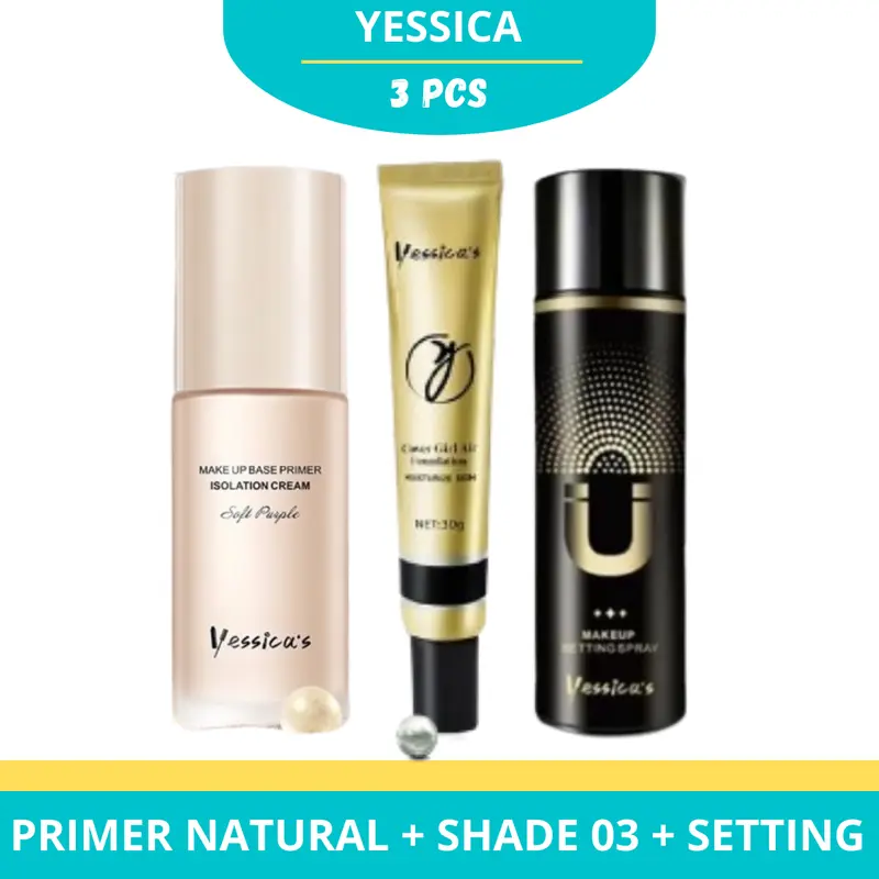 Yessica Bundling 3pcs Primer Foundation Setting Spray 3