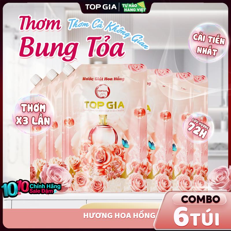 [COMBO 6L] Combo 6L Nước giặt xả TopGia hương Lavender, Hương hoa hồng Topgia - Nước giặt xả quần áo làm sạch, ngừa khuẩn, làm mềm vải và lưu hương dài lâu nth [SẢN XUẤT TẠI VIỆT NAM]