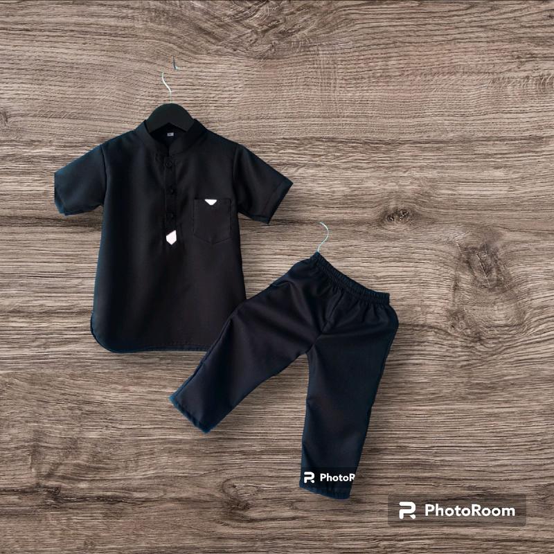 Setelan Baju Koko Bayi Laki-laki Usia 0-4 Tahun dengan Peci dan Tasbih Gratis - Atasan,  Celana, muslim Anak  Kancing  Kain Toyobo Nyaman Lembut  Hitam Putih kemeja Mesin Dicuci M baju takwa anak laki laki 2024 brookhaven outfit 4