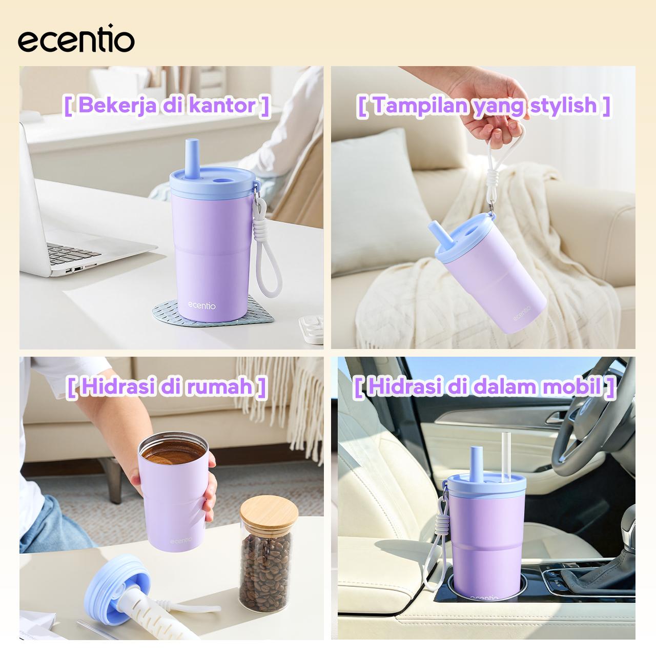 【 PO 22 Jan】【celyhome exclusive】ecentio 750ml Aluminum Bottle+550ml tumbler Stainless 【Soft Cloud Series】 sport outdoor lari Portable Tetap dingin selama 24 JAM Botol minum besar