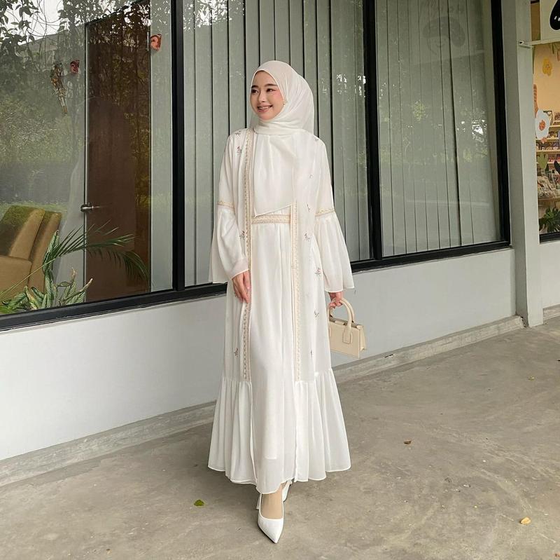 Product Introduction of Abaya syahira set outer abaya turkey remaja dan dewasa warna l hitam mewah elagan Gamis Muslim Wanita bahan Ceruty abaya crystal Mutiara Payet Syari Ibu Dress Simple Kondangan Basic Lebaran Pesta 6