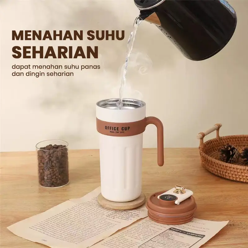 Botol Minum Tumbler Kopi Aesthetic Smart LED Stainless Steel SUS 316 Vacuum Insulated 650ml Tumbler tahan panas dingin  24 jam termos sendok garpu tumbler stainless termos es batu 5