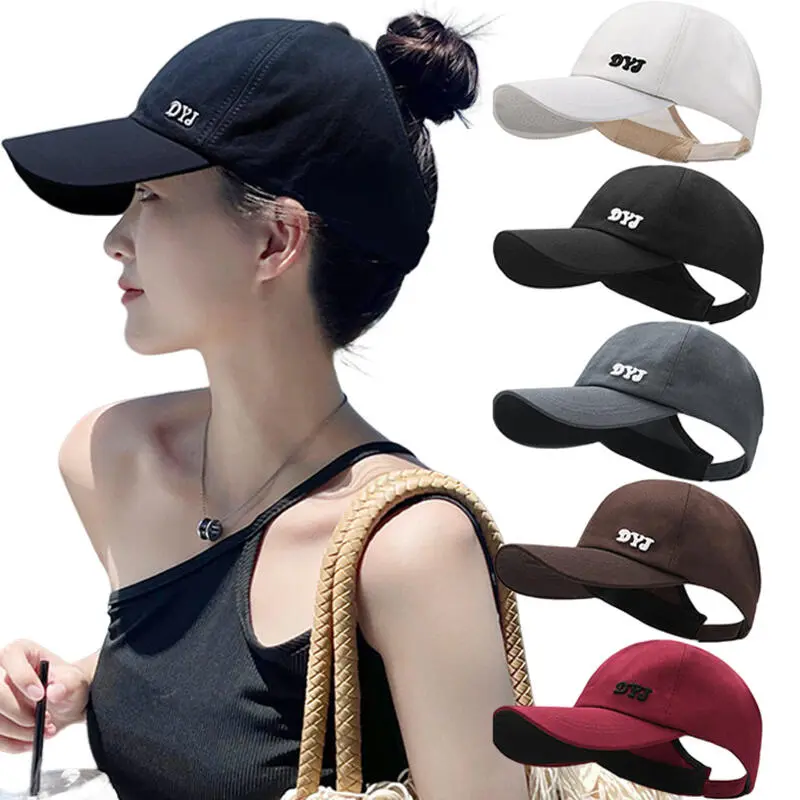 Mũ Bóng Chày Cao Cấp, Dành Cho Phụ Nữ Và Trẻ Em Gái, Thời Trang Thể Thao Mùa Hè, Phong Cách Thường Ngày Màu Trơn Mũ Chống Nắng, Có Lỗ Tóc Đuôi Ngựa, Hàng Mới Về Năm 2024