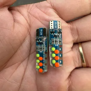 Sepasang(2pcs) lampu senja t10 18led sein jelly kedip rgb warna warni volt 12