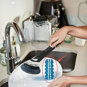 Sikat Panci Multifungsi Paket 4 Pcs - Dispenser Sabun, Gagang Panjang, Kepala Sikat Bisa Diganti - Sikat Cuci Piring Cairan Otomatis untuk Panci Wajan Piring Mangkuk, Tahan Lama & Anti Selip, Alat Dapur Rumah Tangga Ideal