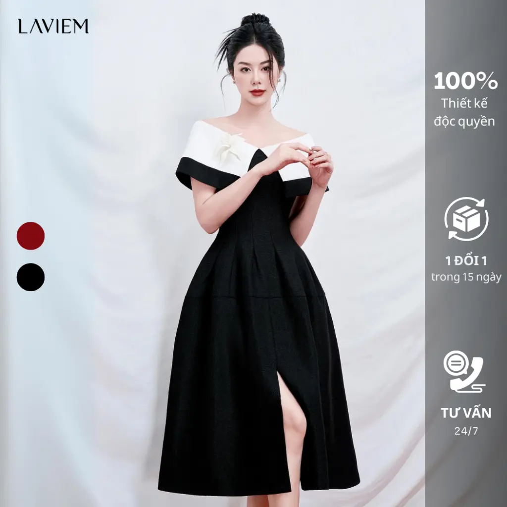 LAVIEM - Váy thiết kế trễ vai phối màu - Tessa Dress