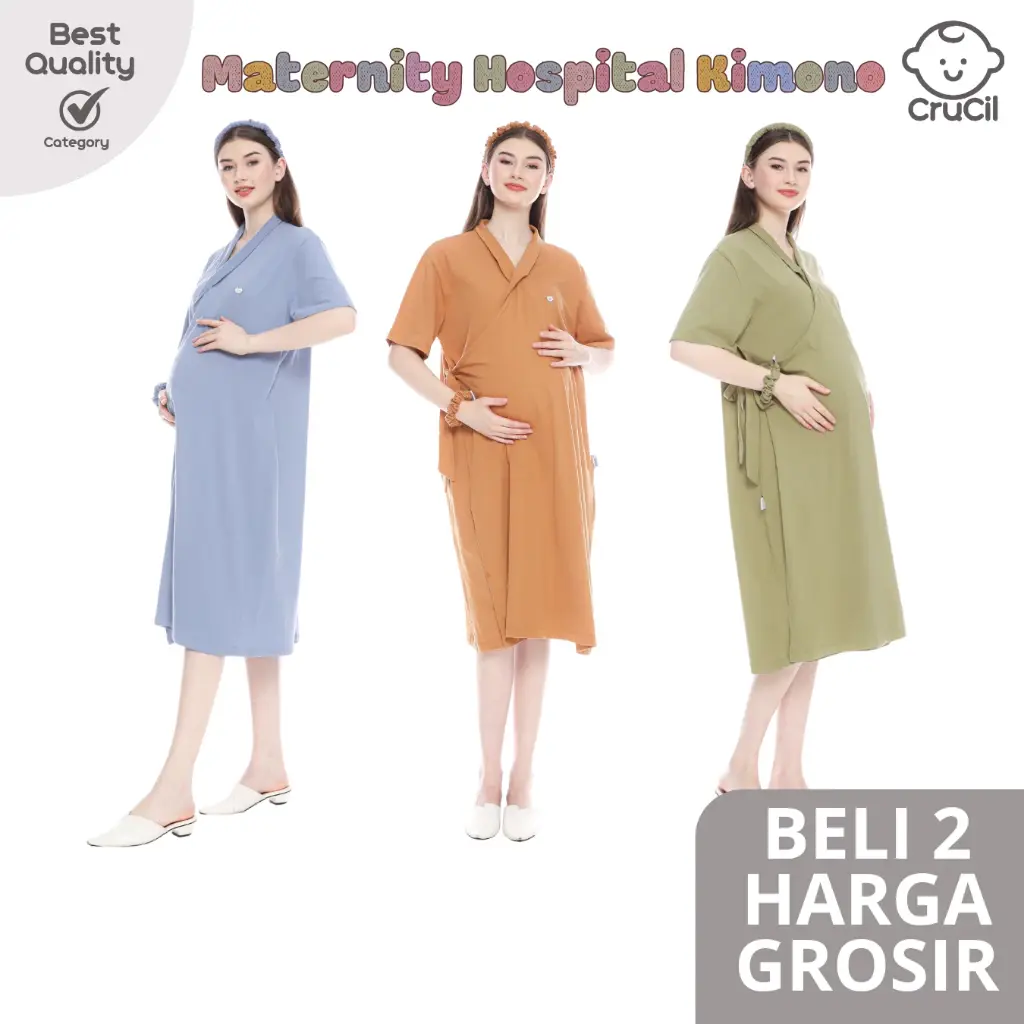 CruCil Maternity Hospital Kimono - Baju Ibu Hamil Menyusui Cotton Premium - Baju Ibu Hamil Lahiran Katun