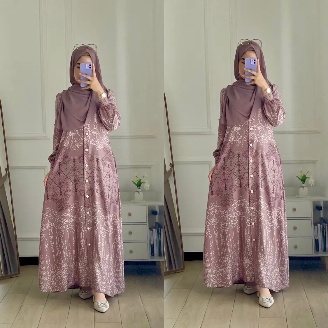 ADIBABYARA - QADIJA DRESS KONDANGAN LEBARAN MOTIF SIZE S M L XL BUSUI FRIENDLY FULL KANCING AKTIF SYARI  Panjang Wanita Pesta Gamis