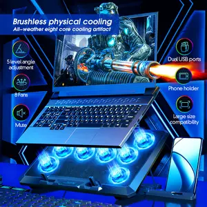 Cooling Pad Laptop Gaming Laptop 2/6/8 Fans LED Silent Noise - Coolingpad / Kipas Laptop Gaming / Pendingin Laptop / Kipas Laptop / Stand Laptop / Coolingpad Laptop 2 KIPAS