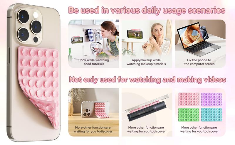 Product Introduction of 1pcs smartphonesilicone suction cup phone case holder double-sided anti-slip phone accessories, hands-free strong grip silicone phone holder for  iphone & Android Phone Cellphone Mount Stand cell  phone Rotatable Car 3