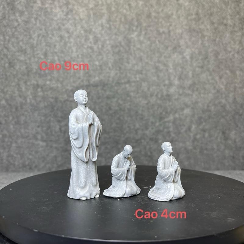 Combo tượng sư trang trí tiểu cảnh , bon sai , sư đứng cao 9cm , quỳ cúi 4cm, chất liệu bột đá combosit