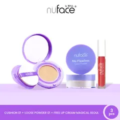 Nuface Flawless Serum Cushion + Loose Powder + Lip Cream Magical Seoul