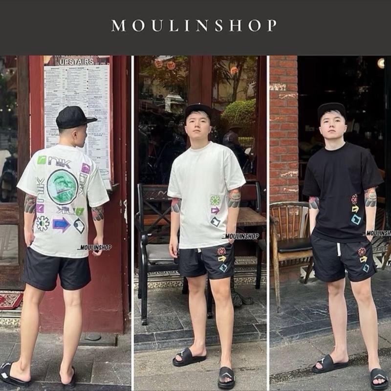 [Mở Bán] Bộ Quần Áo Nam Hoạ Tiết Hình Cầu Mix Quần Gió Lì Siêu Nét L1 Cao Cấp - Bộ quần Nam Cao Cấp Moulin