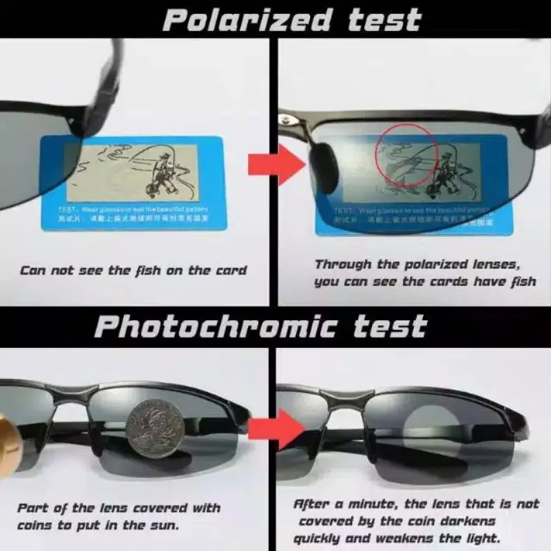 Kacamata Polarized Photochromic Pria Kacamata Anti Silau Siang Malam 7