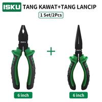 Gambar ISKU Tang Set 2 Pcs Tang Kombinasi Tang Lancip Buaya 6 Inch Baja Karbon 55# Potong Kawat Kabel Cabut Paku Alat Bengkel Servis Motor Rumah Tangga Heavy Duty HRC 62 Anti Gompal Pliers Set Gagang Karet Nyaman Tahan Banting dari ISKU Tools Official Store Kota Administrasi Jakarta Utara 1 Tokopedia