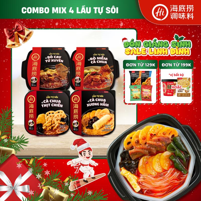   HAIDILAO  Tổng hợp Lẩu tự sôi vị Bò cay Tứ Xuyên Bò mềm cà Chua  Cà chua thịt chiên  Cà chua xương hầm- Tiện lợi không cần bếp- Phù hợp mang cắm trại du lịch ăn khuya 