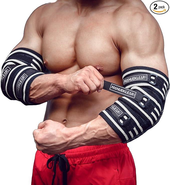 TikTok Shop MANUEKLEAR Elbow Sleeves for Weightlifting Elbow Compression Sleeves for Men Adjustable Elbow Wraps for Weightlifting