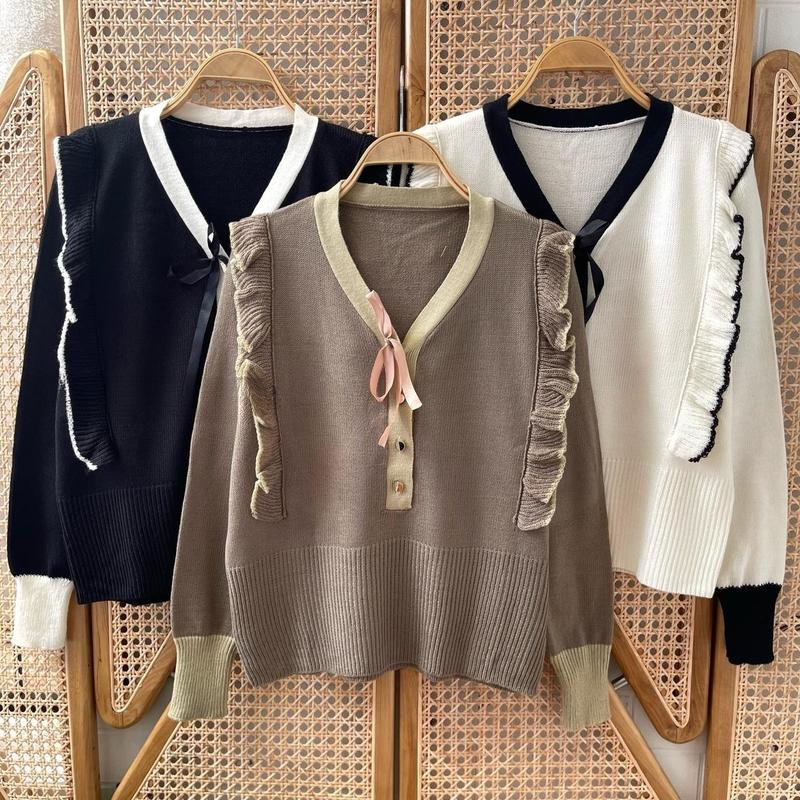 Yure Ruffle Blouse - Atasan Blouse Wanita Rajut Korean Style 5