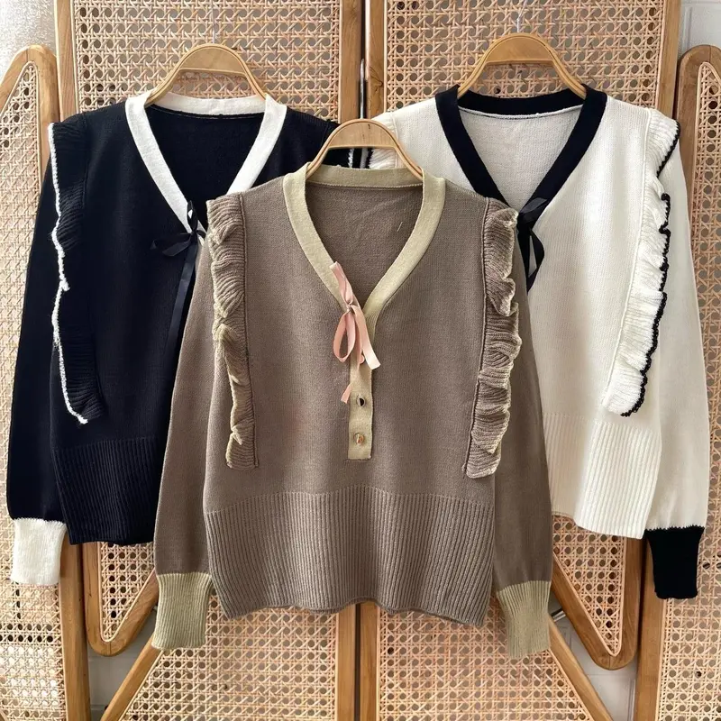 Yure Ruffle Blouse - Atasan Blouse Wanita Rajut Korean Style 4