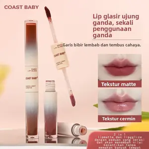 COAST BABY Lip Velvet Matte & Lipglaze 2 in 1 - Lipmatte Menawan dengan Lipglaze Cantik Merah Cermin Matte Transparan Melembapkan dan Menutup Garis Bibir