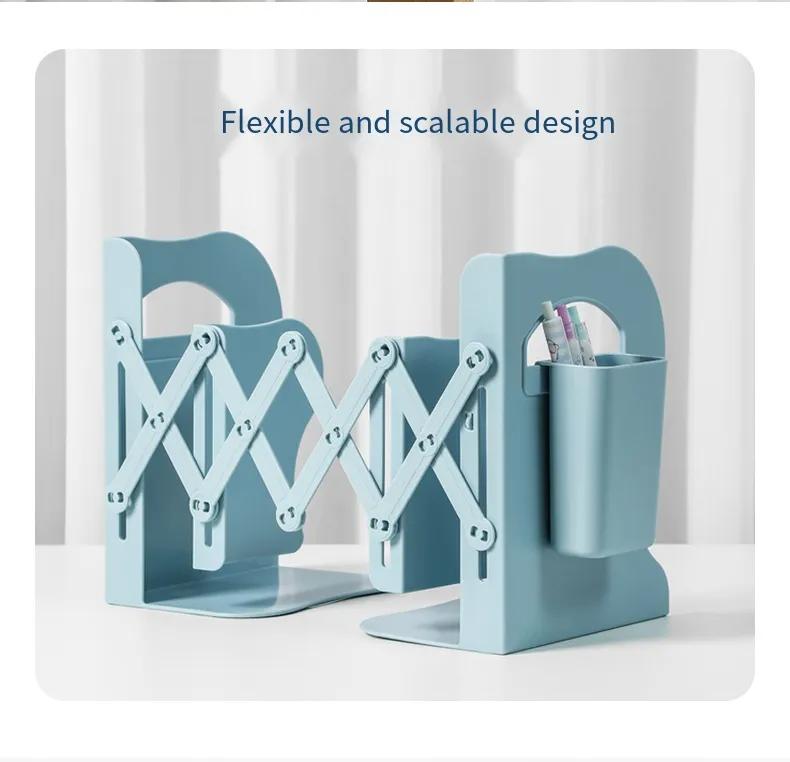 Product Introduction of Book Bookshelf Holder Set With Shelves Retractable Office Support Organizer Accessories Desk Stand Pen Bookends For Adjustable 15