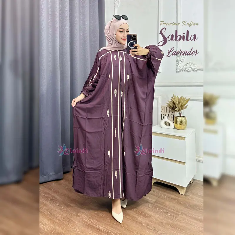 Elsindi Batik Sabila Dress Kaftan Rayon Premium Modis Gaya kekinian Super Adem Nyaman Dipakai kaftan dress gamis kaftan 2025  model  baru Jumbo kaftan kelelawar 5