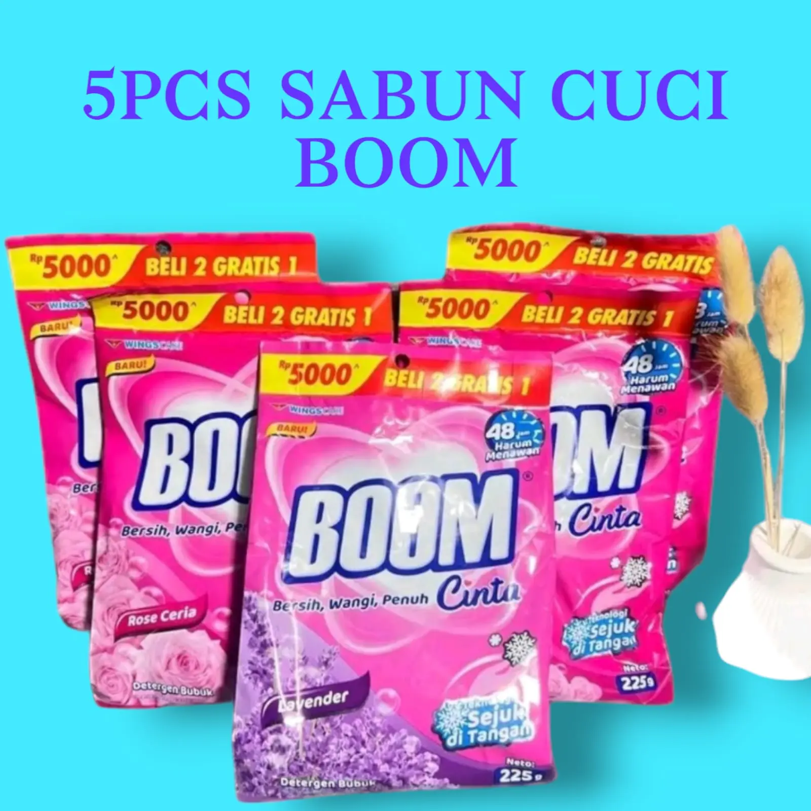 PROMP 5PCS SABUN CUCI DETERGENT BOOM KEMASAN 225GR