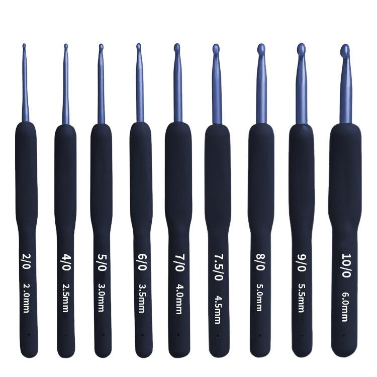 Cangkuk Mengait Aluminium, Pemegang Plastik, untuk Jahit dan Tenunan Isi Rumah, Cangkuk Mengait Pemegang Biru, Set Berbilang Spesifikasi, 2.0mm-6.0mm, 1 Keping 0