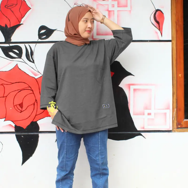 kaos oversize wanita sicalm jumbo lengan panjang premium kaos polos terbaru bahan katun combed 24s tebal adem lembut soft atasan wanita hijab basic muslimah blouse cewek gemoy terlaris Baju Dewasa Oblong 3