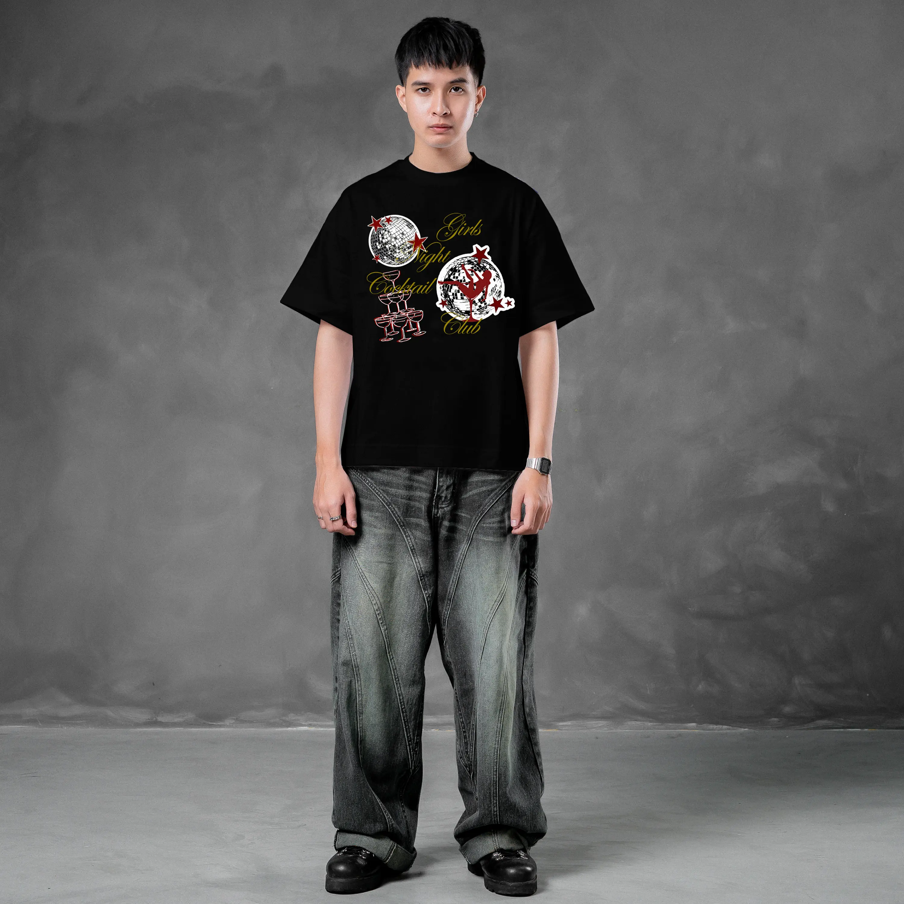 JORN - Tshirt Boxy Heavyweight Coktail Club Hitam