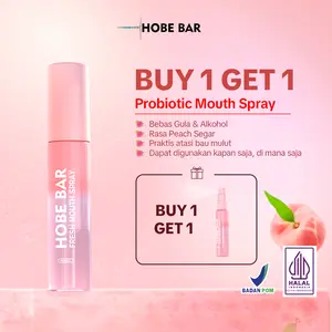 [DEAL LIVE] BUY 1 GET 1 HOBE BAR Probiotic Oral Spray - Sugar-Free, Alcohol-Free, and Preservative-Free, Peach Mint Flavor for Fresh Breath (20 ml) hobe  bar pewangi mulut semprot mouth spray parfum  mulut Liquid