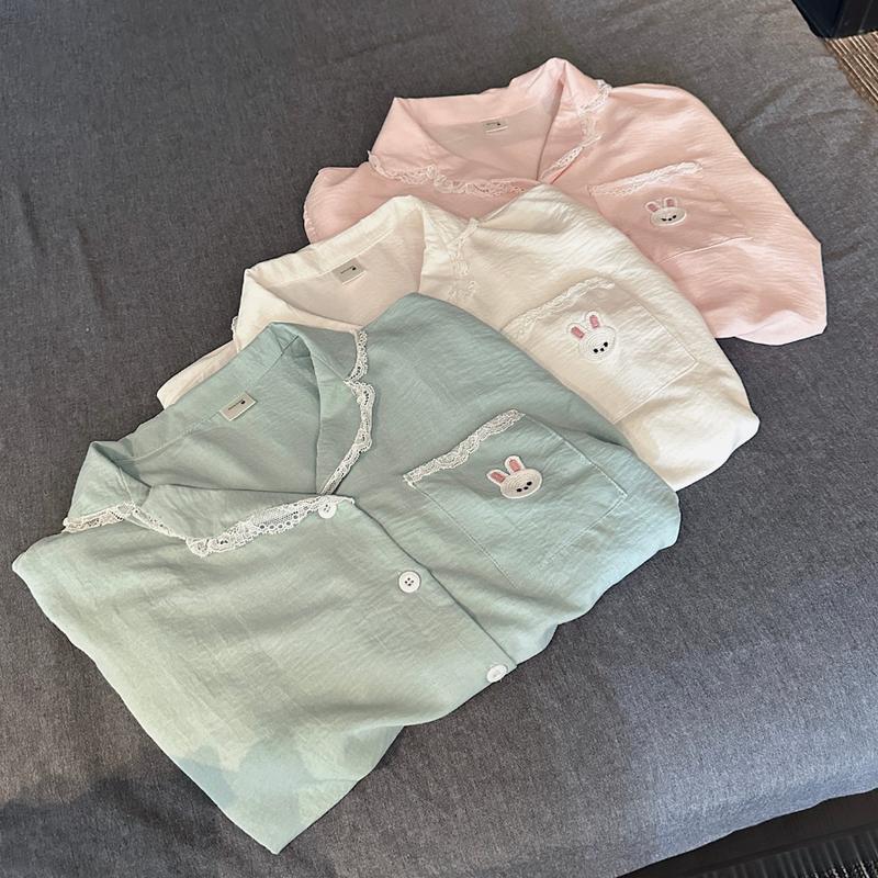 Set đồ bộ ngủ, bộ ngủ mùa hè form rộng chất đũi Hàn mịn 100% cotton - Jemcloset - ROSAN - 8197